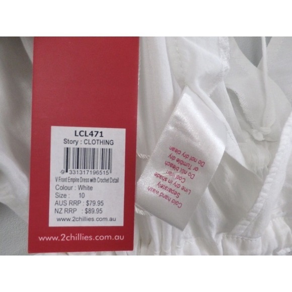 2 Chillies Australia White V Front Swim Cover up 100% Cotton Sz 6 NWT $79.50 - Picture 3 of 3